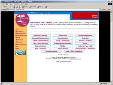 Website Screen Shot from 2001