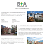 Screen shot of the B & A Construction (Leicester) Ltd website.